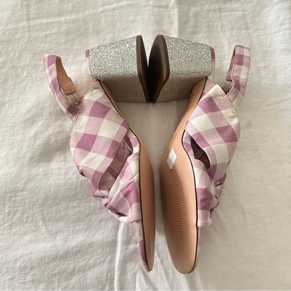 NEW J. Crew | Twisted Knot Penny Sandals in Gingham with Glitter Heels - Picture 3 of 9